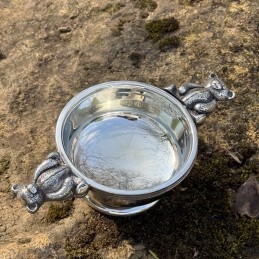Teddy Bear Handle Pewter Quaich