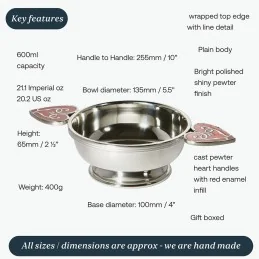 Red Heart of the Highlands Pewter Quaich