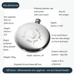 Red Red Rose Sporran Pewter Flask