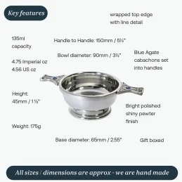 Gem Handle Pewter Quaich