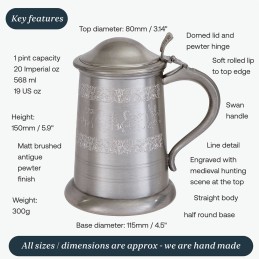 Medieval Hunting Scene Pewter Tankard