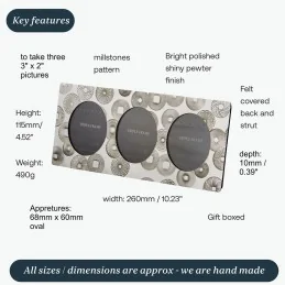 Millstones Triple Pewter Photo Frame