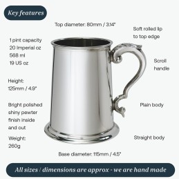 Plain Pewter Tankard - 1 pint