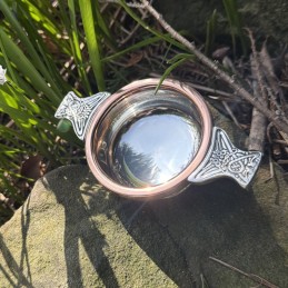 Copper Rim Pewter Quaich, Small