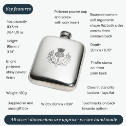 Thistle Stamp Pewter Pocket Flask