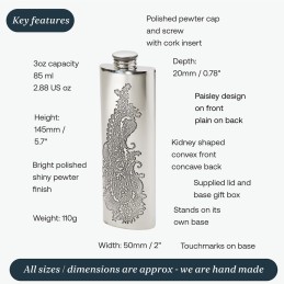 Paisley Pewter Purse Flask