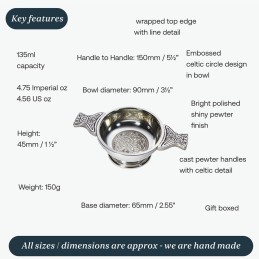 Celtic Circle Pewter Quaich - Small