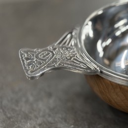 Wood and Pewter Quaich Large Plus