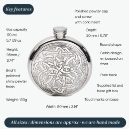Celtic Round Pewter Flask