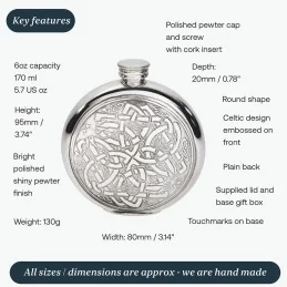 Celtic Round Pewter Flask