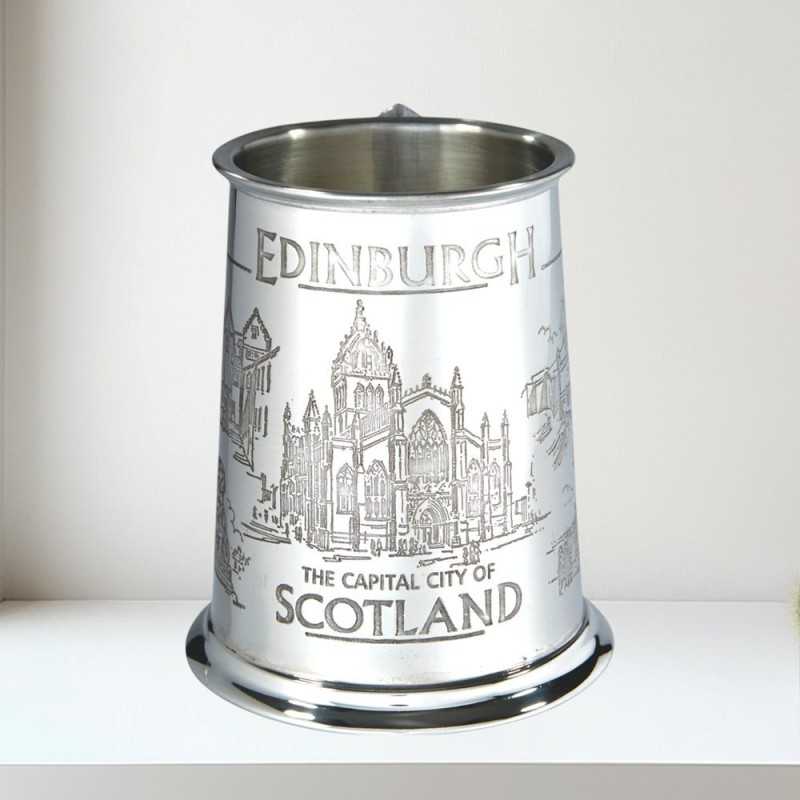 Edinburgh Scene Pewter Tankard – 1 Pint Scottish Collectible Gift