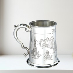 Edinburgh Scene Pewter Tankard – 1 Pint Scottish Collectible Gift