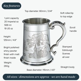 Edinburgh Scene Pewter Tankard – 1 Pint Scottish Collectible Gift