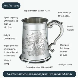 Edinburgh Scene Pewter Tankard – 1 Pint Scottish Collectible Gift