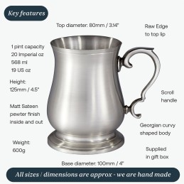 Abbey Bell Tankard – Hand-Cast Heavyweight Pewter Tankard (1 Pint)