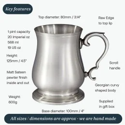 Abbey Bell Tankard – Hand-Cast Heavyweight Pewter Tankard (1 Pint)