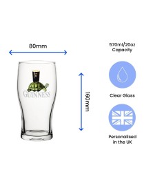 Official Tortoise Guinness Pint Glass 570ml 20oz