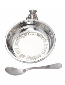 Teddy Bear Pewter Porringer