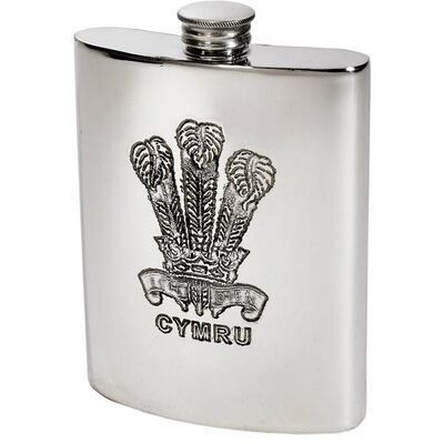 Prince of Wales Feathers Kidney Hip Flask
