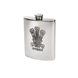Prince of Wales Feathers Kidney Hip Flask
