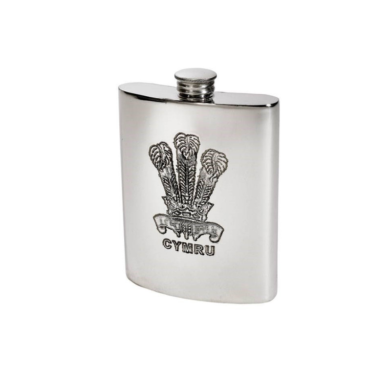 Prince of Wales Feathers Kidney Hip Flask