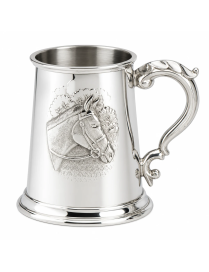 Equestrian Scene Pewter Tankard