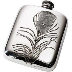Peacock Feather Pocket Flask