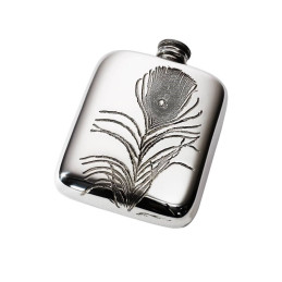 Peacock Feather Pocket Flask