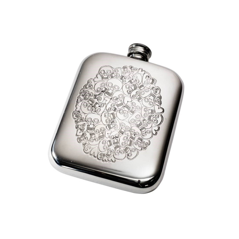Skull Heart Cluster Pocket Flask