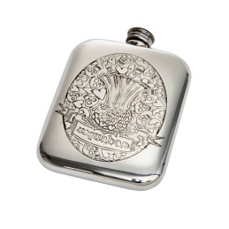 Usquabae Thistle Skull and Hearts Pocket Flask