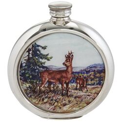 Deer Round Picture Flask
