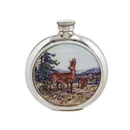 Deer Round Picture Flask
