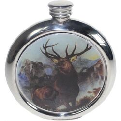 Monarch of the Glen Round Picture Flask
