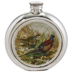 Pheasant Round Picture Flask