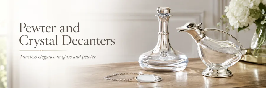 Pewter and Crystal Decanters 