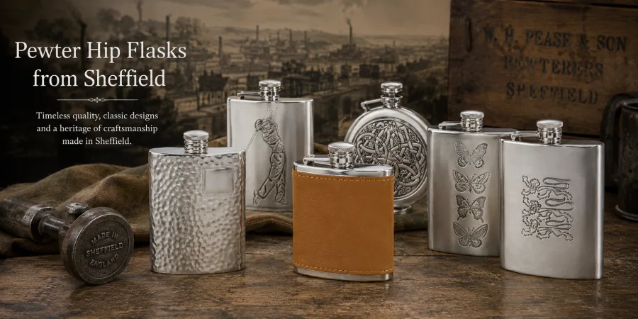 Pewter Hip Flasks from Sheffield